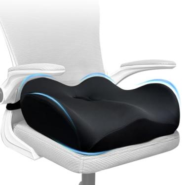 Imagem de EaseDrives® X Almofadas de assento grandes de espuma de memória para cadeiras de escritório, almofada ergonômica para cadeira de escritório com alívio de pressão para cóccix, ciática, carro, cadeira