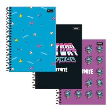 Imagem de Kit 3 Cadernos Espiral Fortnite 96fls 2022 - Foroni