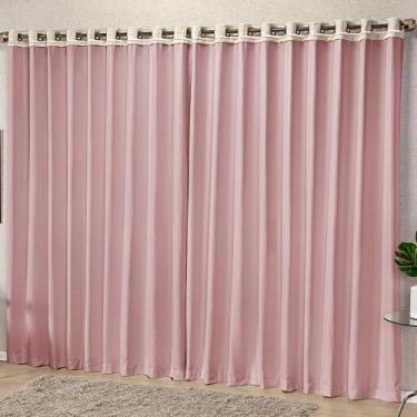 Imagem de Cortina La Bela 3 Metros Micropercal Sala Quarto Varão Rosê - Casa Sho