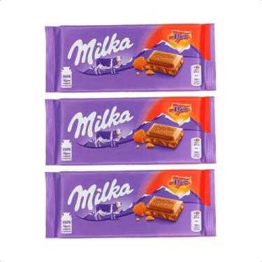Imagem de 3 barras de chocolate importado com caramelo salgado 100g - Milka