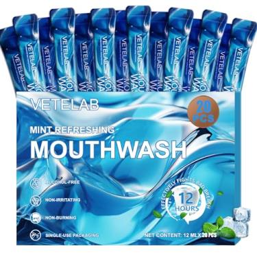 Imagem de Enxaguante bucal portátil para viagem – Mini enxaguante bucal menta aprovado pela TSA para adultos, sem álcool e fluoreto, para viagens aéreas, encontros e escritório, 20 pacotes embalados