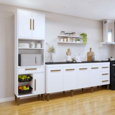 Imagem de Cozinha Compacta Campo Grande 7 Portas 4 Gavetas Natural - Kaiki Móveis