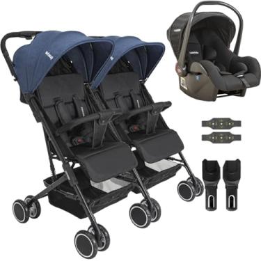 Imagem de Carrinho Kiddo para Gemeos com Bebe Conforto Mascote Marinho