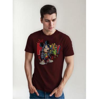 Imagem de Camiseta Masculina Manga Curta Em Algodão Mickey - mistermah, Bordô, G