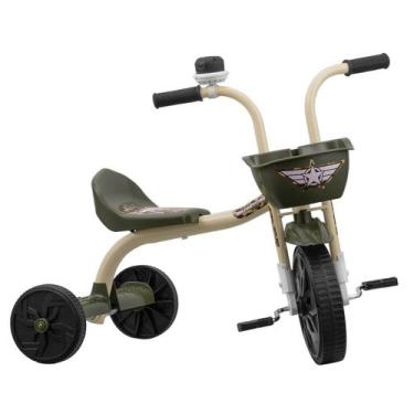 Imagem de Triciclo Infantil Ultra Bike Militar Boy Verde Com Cesto Segurança Div