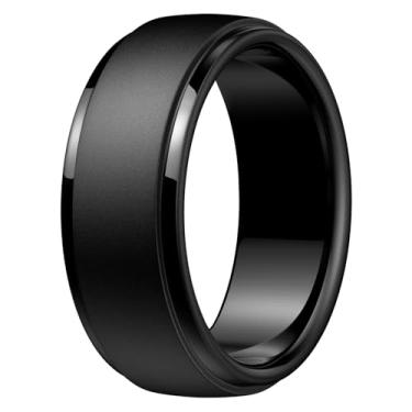 Imagem de Egnaro Anéis de casamento de silicone masculinos: anel de borracha clássico preto - hipoalergênico para academia/ar livre/presente (pacote variado de 1/4/7 com meio tamanho), 15.5-16(24.50mm
