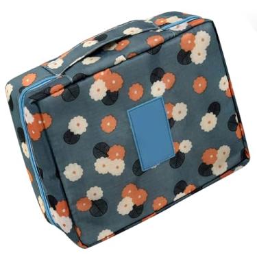Imagem de Ymiko Bolsa de Armazenamento Cosmético de Maquiagem Produtos de Higiene Pessoal Portátil Bolsa de Viagem Oxford Fabric Handle Fechamento do Zíper (margarida azul)