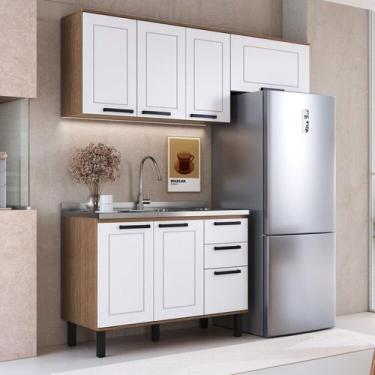 Imagem de Cozinha Modulada Provençal 3 Peças Balcão 120cm 2 Armários - Móveis Ca