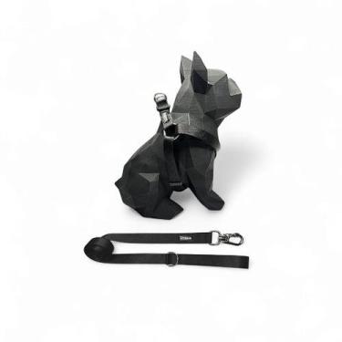 Imagem de Kit Peitoral Americano para cachorros com Guia Preto All Black - ZoioP