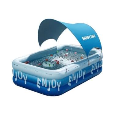 Imagem de Piscina Inflável Grande Para Família 1,8-3M PVC Retangular Infantil Ba