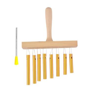 Imagem de Bar Chimes Percussão Instrumento 8 Tone Sinos de Mão com Knock Stick Premium Birch Wood Solid Aluminum Tube Windchime para amantes de música Iniciantes Ban Performances Classroom (Ouro)