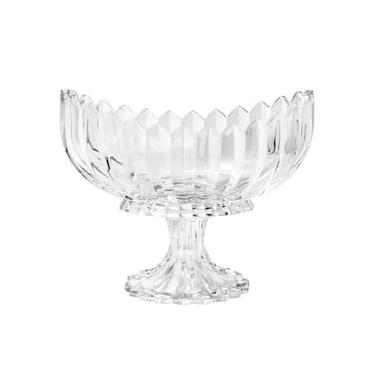 Imagem de Centro de Mesa com Pé de Cristal Wolff Geneva Oval 28x15x23cm Design Luxuoso