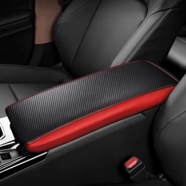 Imagem de REMOCH 2025 Camry Accessories Capa de console central para 2025 Camry (LE/SE/XLE/SXE) capa de apoio de braço couro descanso de braço assento tampa de caixa de console central (novo preto com vermelho)