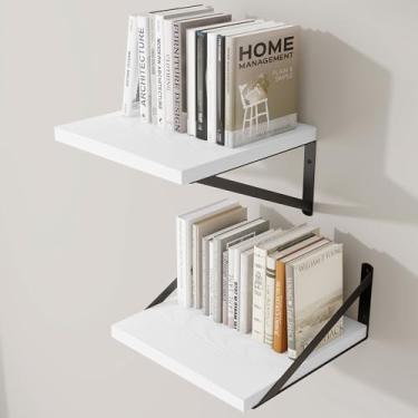 Imagem de Prateleiras de parede profundas 30 cm L x 30 cm P Prateleiras flutuantes de madeira projetada para parede, suporte de metal resistente, decoração de casa, armazenamento para sala de estar, quarto