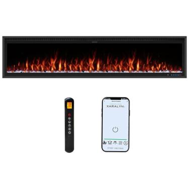 Imagem de Lareira Elétrica de Embutir A42x188L cm com Controle Remoto por APP, Wi-Fi, Slim Recessed e 13 Cores de Chama, 110V 1500W, Benrocks BI74Z,