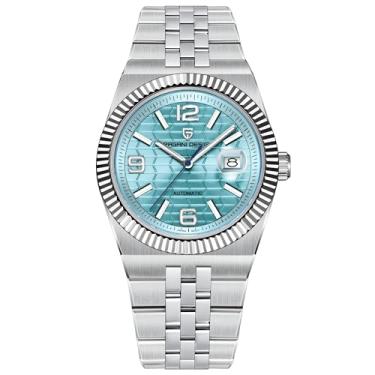 Imagem de Relógio automático masculino Pagani Design, caixa de aço inoxidável de 40,5 mm, vidro de safira sintética, relógio calendário automático, preto, azul celeste, branco, verde, Azul-celeste, Luxuoso