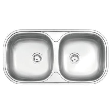 Imagem de Cuba De Embutir/sobrepor Tramontina Isis 2c 34 Bs Em Aço Inox Acetinado 78x40 Cm