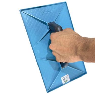 Imagem de Desempenadeira Azul 18X30 Corrugada para Reboco Massa Concreto Obras e