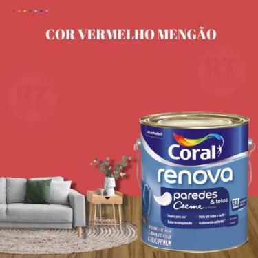 Imagem de Tinta Para Parede Acrílica Coral Renova Cor Vermelho 3,2l Lavável Prem
