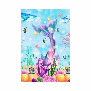 Imagem de Painel Festa Vertical em Tecido Casadinho Calda de Sereia Fundo do Mar