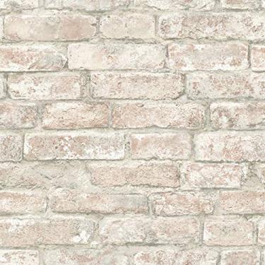 Imagem de INHOME NHS3708 Papel de parede branco lavado, texturizado Denver Brick, marrom