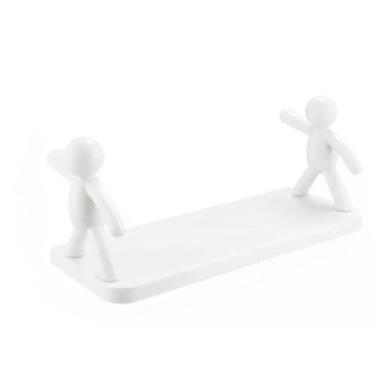 Imagem de Conjunto de 2 prateleiras - para banheiro e cozinha, plástico resistente, adesivo de 3M, organizador de banheiro, fácil de limpar