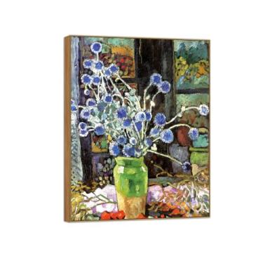 Imagem de BMZFYBS Quadro de madeira impressão em tela flor arte de parede famosa reprodução de pinturas para sala de estar - flores por janela - pôster de decoração de parede 50 x 65 cm 20 x 26 pol