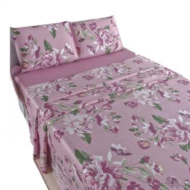 Imagem de Jogo LençOl Casal,LençOl Casal Com Elastico Conjunto De Roupa De Cama,400 Fios 4 PçS Macio E Toque Suave (Maya)