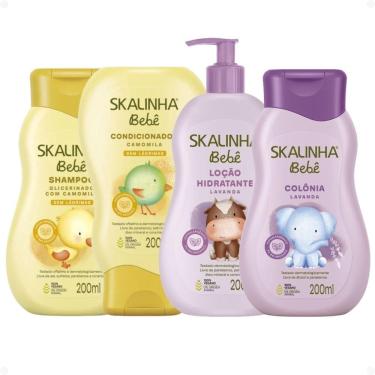 Imagem de Kit Skalinha Bebê Glicerinado Com Camomila: Shampoo e Condicionador 200ml + Colônia E Loção Hidratante Lavanda 200ml