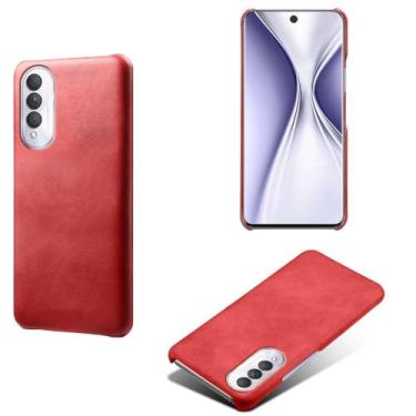 Imagem de Capa para Honor X20 SE 5G,Proteção contra quedas,Casca de volta de cor sólida simples,Design de couro de imitação de plástico-Red