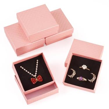 Imagem de Craftdady 10 caixas de presente rosa joias caixas de papelão quadradas com esponja dentro pequena caixa de presente para brincos, pingentes, colares, pulseiras caixa de exibição (7,5 cm x 7,5 cm x 3,5