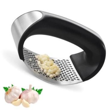 Imagem de Amassador de Alho Manual em Aço Inox e ABS com Cabo Ergonômico, Fácil de Usar, Durável e Prático para Cozinhar
