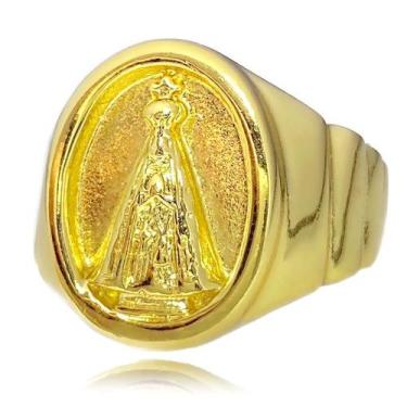 Imagem de Dedeira Com Nossa Senhora Banhado a Ouro Anel Nossa senhora Anel Tradi