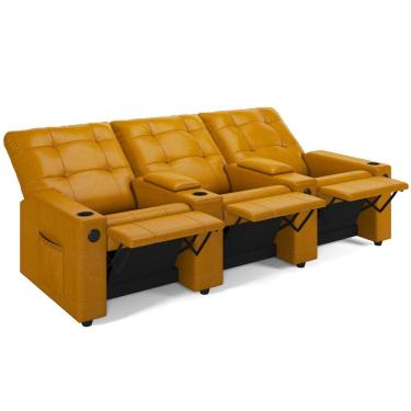 Imagem de Poltrona do Papai Reclinável Cinema 3 Lugares Manual Baú USB Haifa F05 Facto Whisky - Lyam Decor