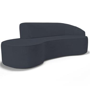 Imagem de Sofá 3 Lugares Curvo Sala de Estar Living Firenze Direito D02 Linho Chumbo 180 cm D-465 - Lyam