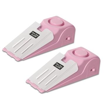 Imagem de HNHMT Pacote com 2 alarmes portáteis de batente de porta, batente de porta com alarme de segurança alto de 120db, porta de viagem, sensores de cunha de batentes de porta, dispositivos de segurança