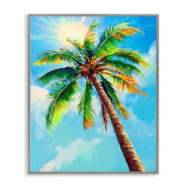 Imagem de Stupell Industries Arte giclée emoldurada cinza luz solar através das palmas, design por LSR Design Studio, 20 x 16