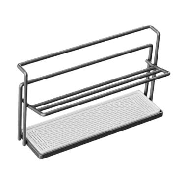 Imagem de Generic Escorredor de garrafas, suporte para copos, organizador de canecas para de pia de cozinha, estrutura estável e resistente com bandeja, Preto