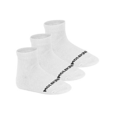 Imagem de Kit 03 Meias Infantil Cano Médio Colorida Molekinho 2199.1, Branco, 19