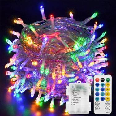 Imagem de Luzes de corda de Natal echosari 100 LED 11m multicoloridas