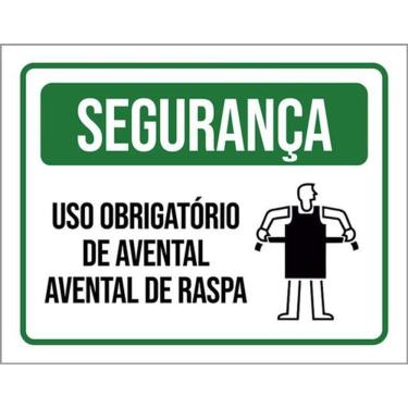 Imagem de Kit 3 Placas Segurança Uso Obrigatório Avental De Raspa