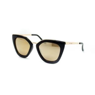 Imagem de Óculos Solar Atitude At5340 A02s  Brilho Lente Dourada Espelhada-Feminino