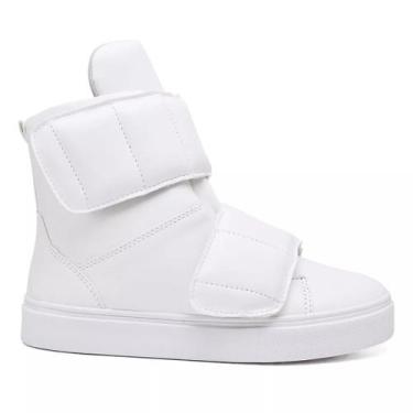 Imagem de Tênis Sneaker Feminino Cano Alto tiras autocolantes Vegano Fitness Aca