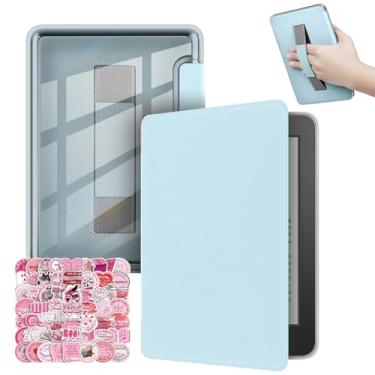 Imagem de Capa para Kindle Paperwhite 12ª geração lançado em 2024 (7 polegadas) e Kindle Colorsoft Signature Edition, capa traseira transparente de couro PU durável com alça de mão automática hibernar e