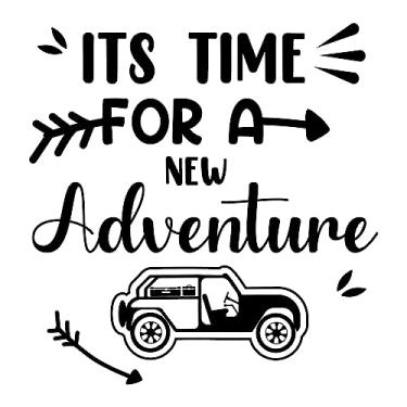 Imagem de Decalque de parede fofo de viagem It's Time for A New Adventure Adventure Citação motivacional com seta - Tamanho: 50 cm x 50 cm