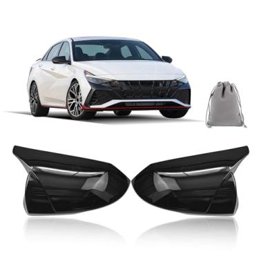 Imagem de Tampa de espelho para Hyundai Elantra 2021-2025, 2 peças de tampa de espelho de porta lateral retrovisor exterior do carro ABS com seta para Hyundai Elantra 2021 2022 2023 2024 2025 adesivo preto