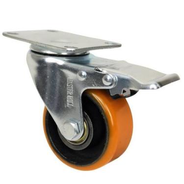 Imagem de Rodizio Giratório 3 pol. PU ferro com freio Master Roll 150kg