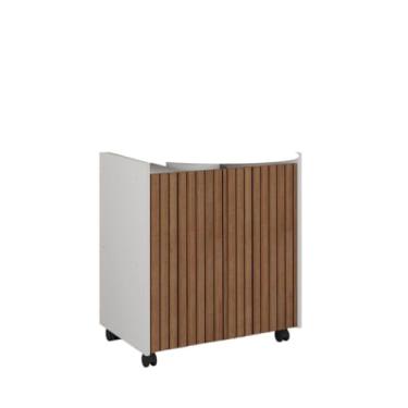 Imagem de Gabinete Armário Coluna de Pia Banheiro Branco Decoração Diferente(Branco Ripado)