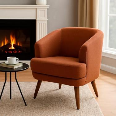 Imagem de Poltrona Dekorien Tamara Linho Ferrugem Rústico Decoração Alto Acabamento