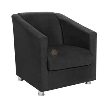 Imagem de Poltrona Bia em Suede – Estrutura em Madeira de Eucalipto, Espuma D-26 e Pés Plásticos 5cm, Design Moderno e Confortável para Sala, Quarto e Escritório (Preto)